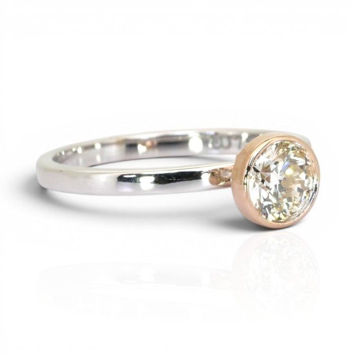 0.72 Carat IGI Certified Natural Diamond 18K Rose And White Gold Solitaire Ring