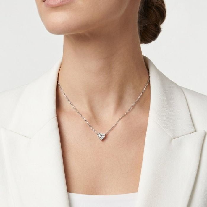 0.73 Carat GIA Certified Natural Diamond 18K White Gold Solitaire Necklace