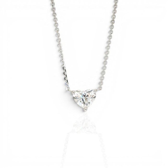 0.73 Carat GIA Certified Natural Diamond 18K White Gold Solitaire Necklace