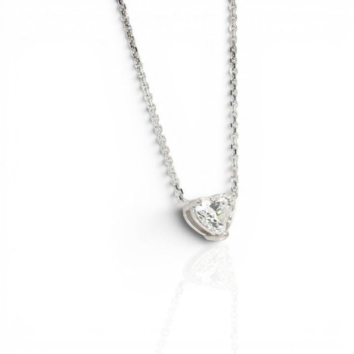 0.73 Carat GIA Certified Natural Diamond 18K White Gold Solitaire Necklace