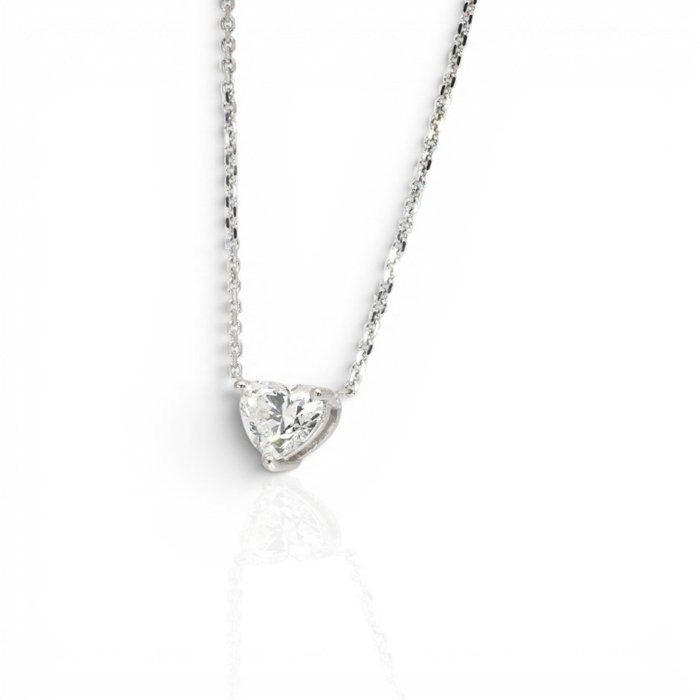 0.73 Carat GIA Certified Natural Diamond 18K White Gold Solitaire Necklace