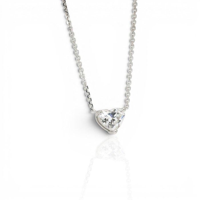 0.73 Carat GIA Certified Natural Diamond 18K White Gold Solitaire Necklace
