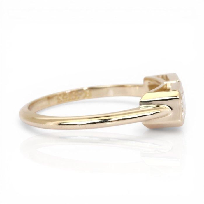 0,91 Karat GCI-zertifizierter Naturdiamant 14K Gelbgold 2-Stein-Ring