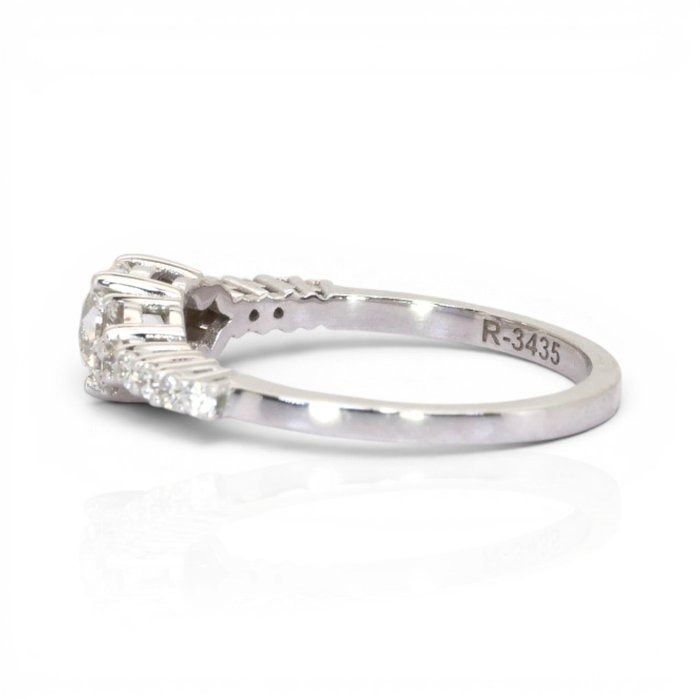 0.95 Carat IGI Certified Natural Diamond 18K White Gold Pave Ring