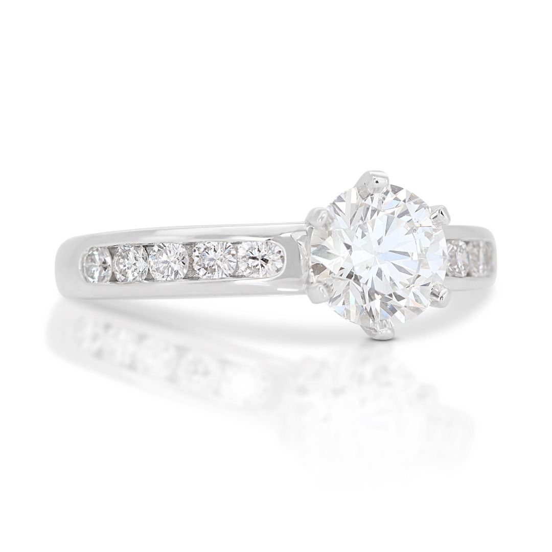 Tiffany & Co. 1 carat Natural Diamond Platinum Halo Ring in 18K White Gold