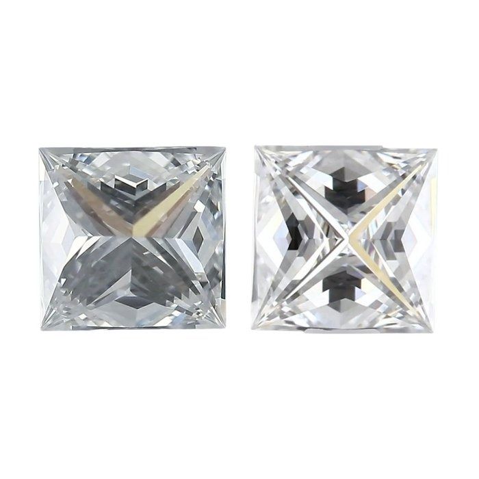 1,05 Karat GIA-zertifizierter natürlicher Diamant, quadratischer modifizierter Brillant (Paar)