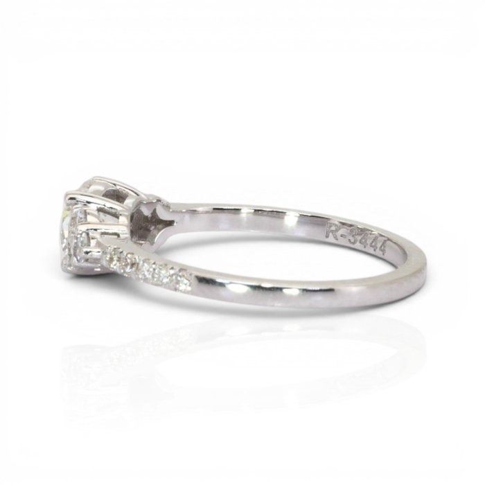 1.05 Carats IGI Certified Natural Diamond 18K White Gold Pave Ring