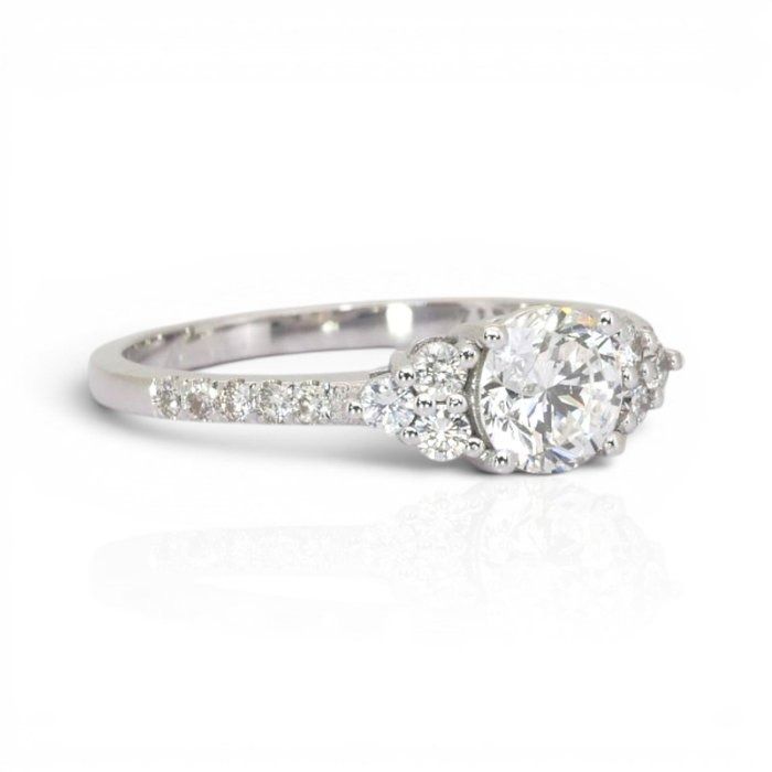 1.05 Carats IGI Certified Natural Diamond 18K White Gold Pave Ring