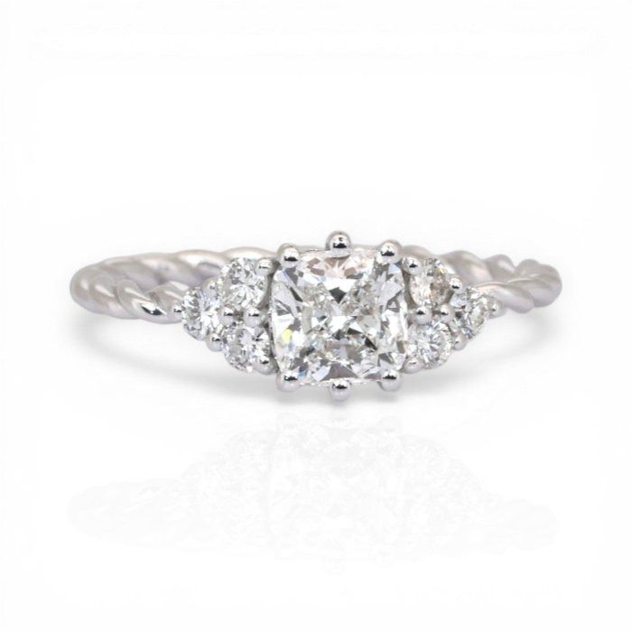 1.17 Carat GIA Certified 18K White Gold Twisted Ring