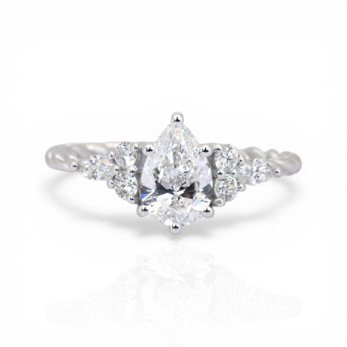 1.17 Carat GIA Certified 18K White Gold 7-Stone Ring