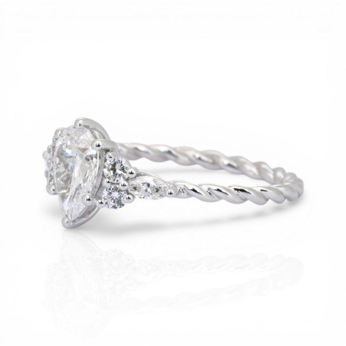 1.17 Carat GIA Certified 18K White Gold 7-Stone Ring