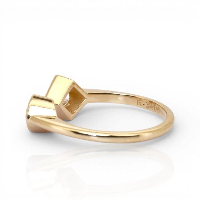 1.17 Carats GCI Certified Natural Diamond 18K Yellow Gold 2-Stone Ring