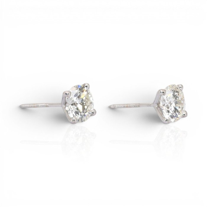 2.03 Carats IGI Certified Natural Diamond 18K White Gold Stud Earrings