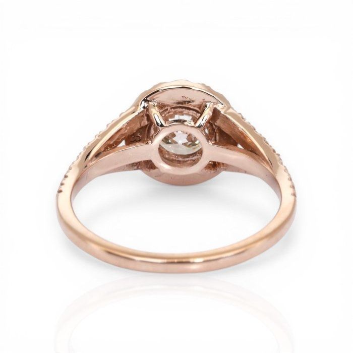 1,20 Karat GCI-zertifizierter natürlicher Diamant 18K Roségold Halo-Ring