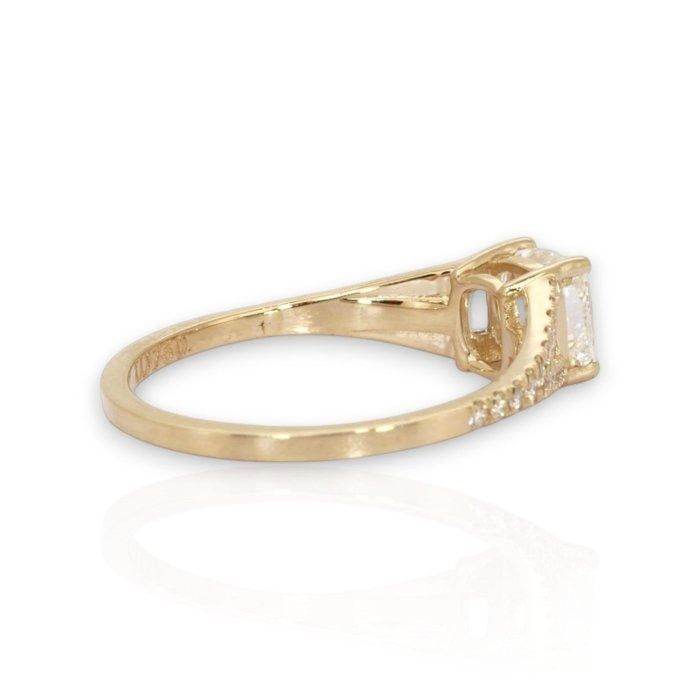 1.21 Carats GCI Certified Natural Diamond 18K Yellow Gold Pave Ring