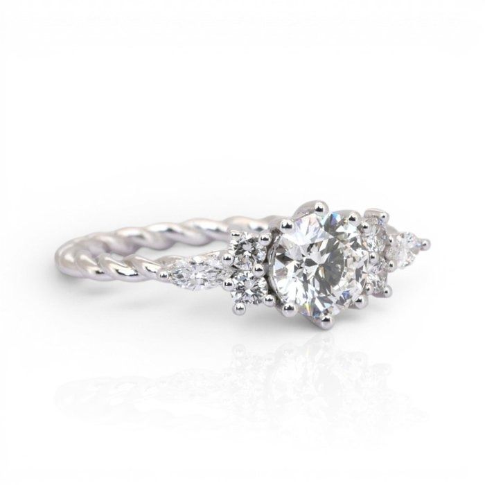 1,21 Karat IGI zertifizierter Naturdiamant 18K Weißgold Pave Ring