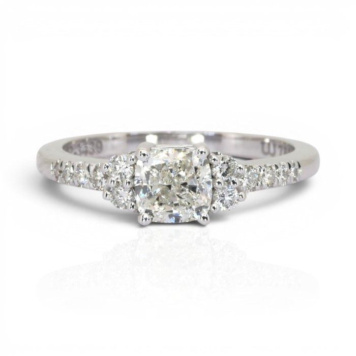 1.22 Carats IGI Certified Natural Diamond 18K White Gold Pave Ring