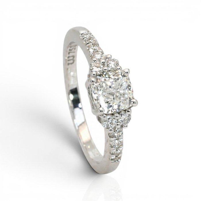 1.22 Carats IGI Certified Natural Diamond 18K White Gold Pave Ring