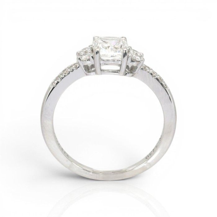 1.22 Carats IGI Certified Natural Diamond 18K White Gold Pave Ring