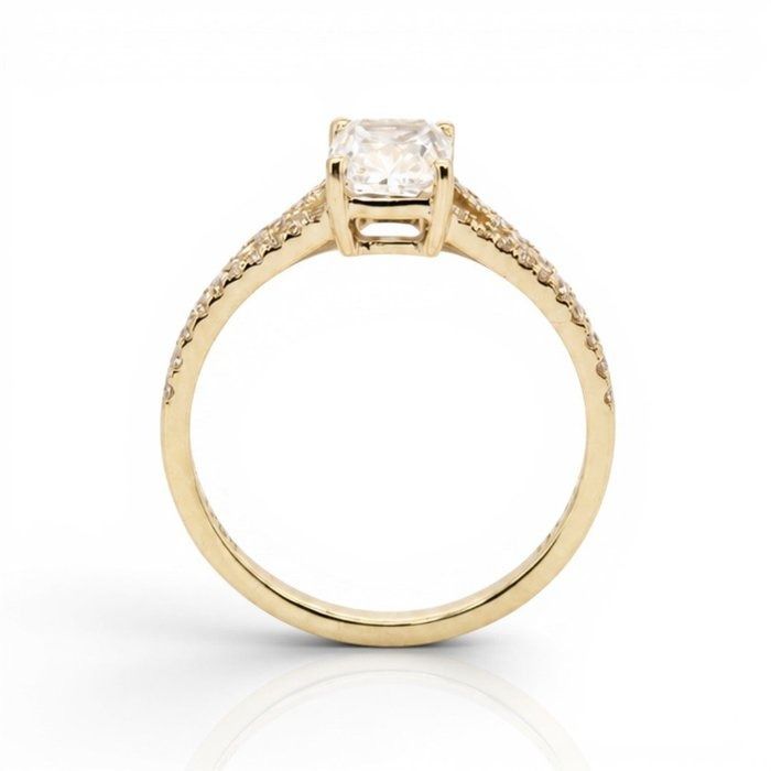 1.24 Carats GCI Certified Natural Diamond 18K Yellow Gold Pave Ring
