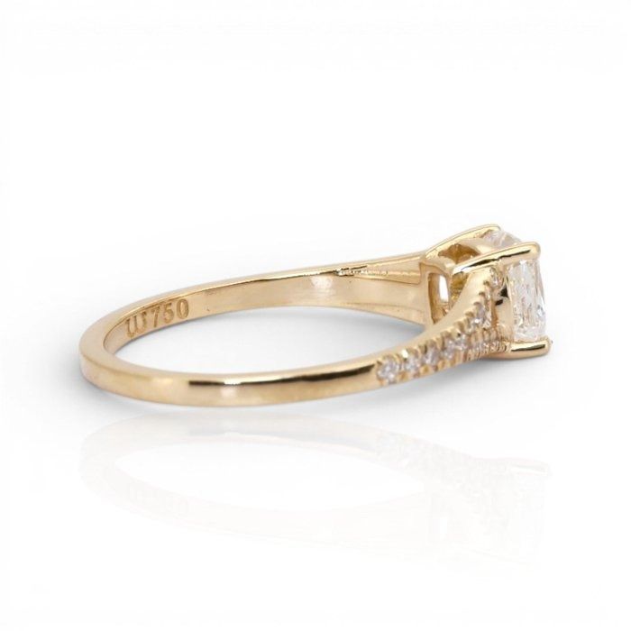 1.24 Carats GCI Certified Natural Diamond 18K Yellow Gold Pave Ring