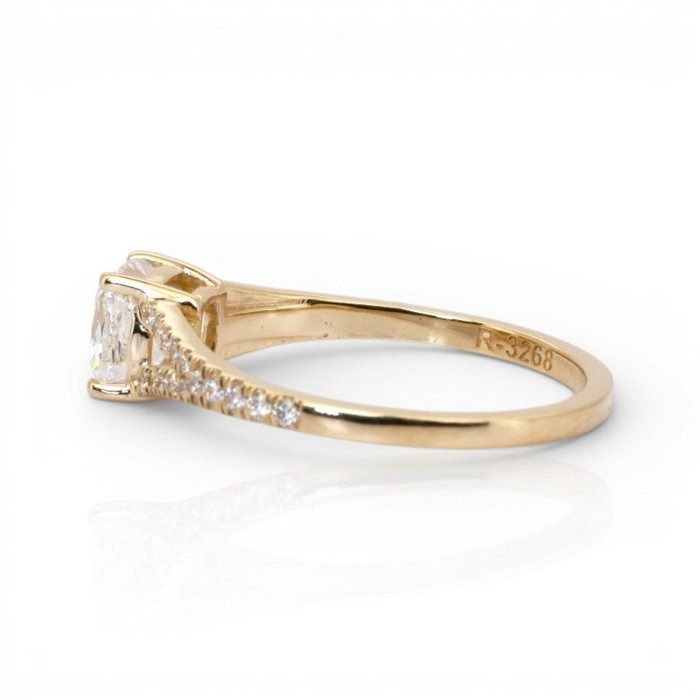 1.24 Carats GCI Certified Natural Diamond 18K Yellow Gold Pave Ring