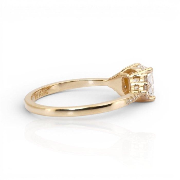 1.25 Carats GCI Certified Natural Diamond 18K Yellow Gold Pave Ring