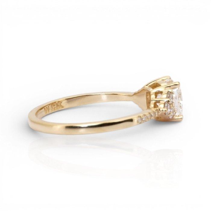 1.25 Carats GCI Certified Natural Diamond 18K Yellow Gold Pave Ring