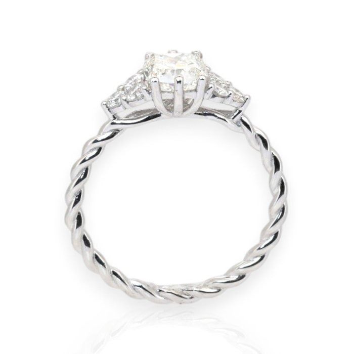 1.29 Carats GCI Certified Natural Diamond 18K White Gold Pave Ring