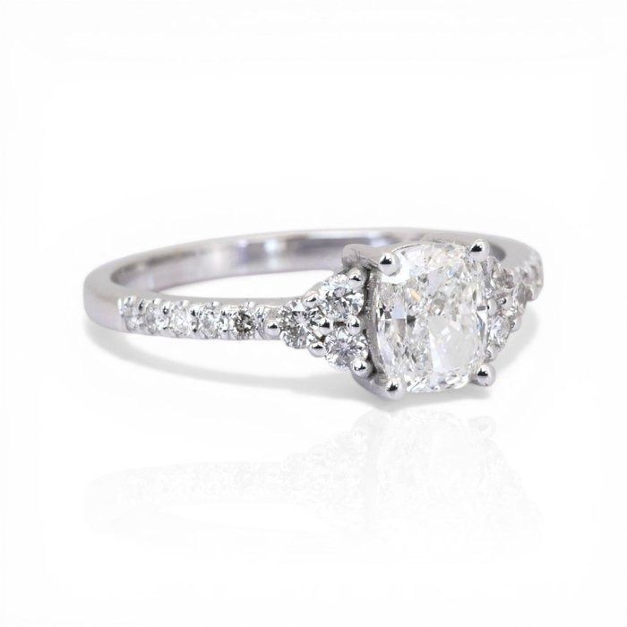1.31 Carat IGI Certified 18K White Gold Cluster Ring