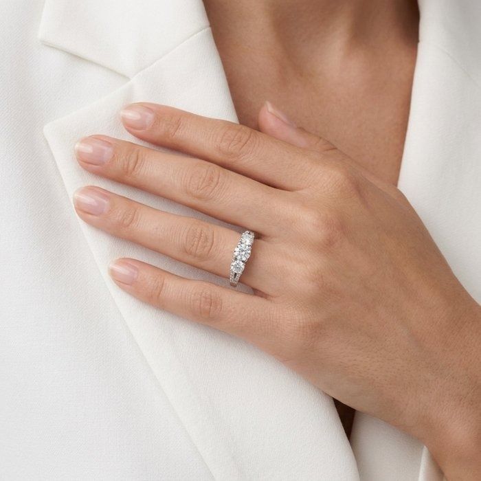 1.31 Carats GCI Certified Natural Diamond 14K White Gold Ring