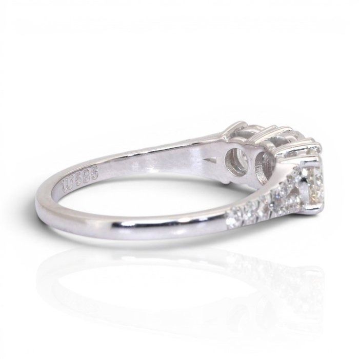 1.31 Carats GCI Certified Natural Diamond 14K White Gold Ring