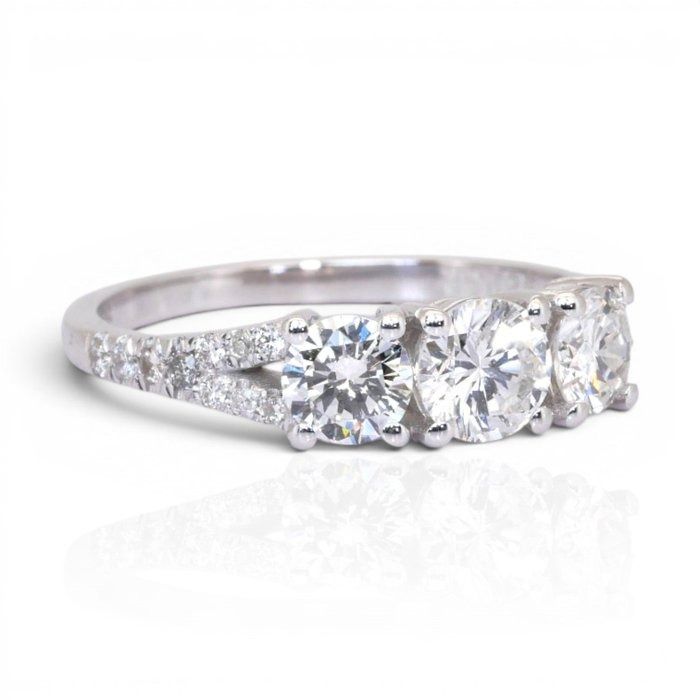 1.31 Carats GCI Certified Natural Diamond 14K White Gold Ring