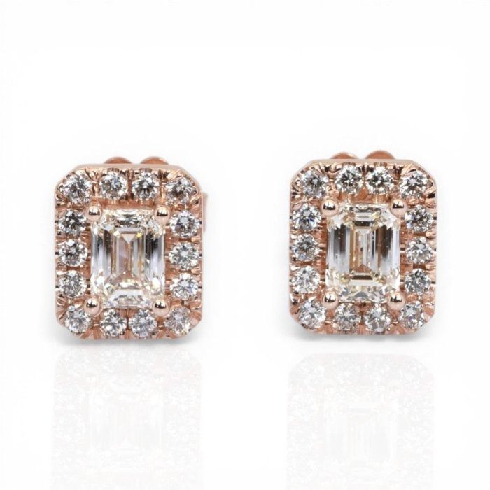 1.40 Carats GCI Certified Natural Diamond 18K Rose Gold Stud Earrings