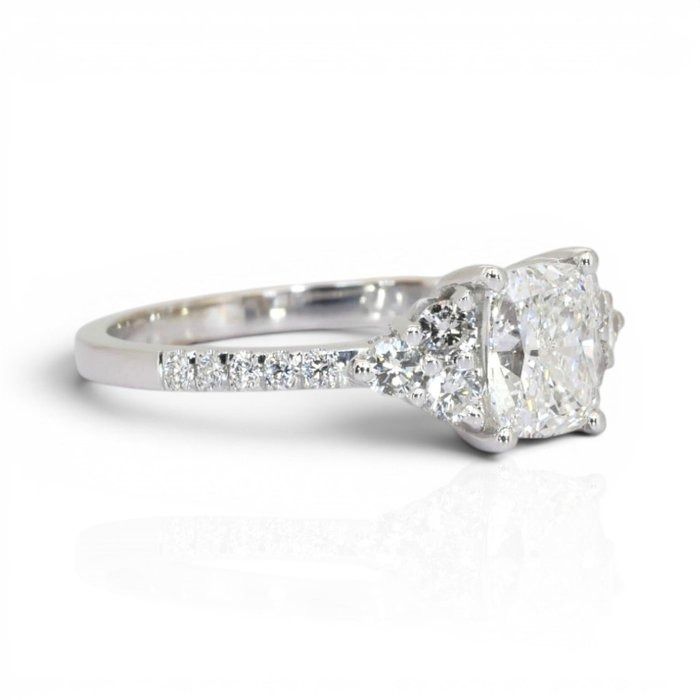 1.41 Carats IGI Certified Natural Diamond 18k White Gold Pave Ring
