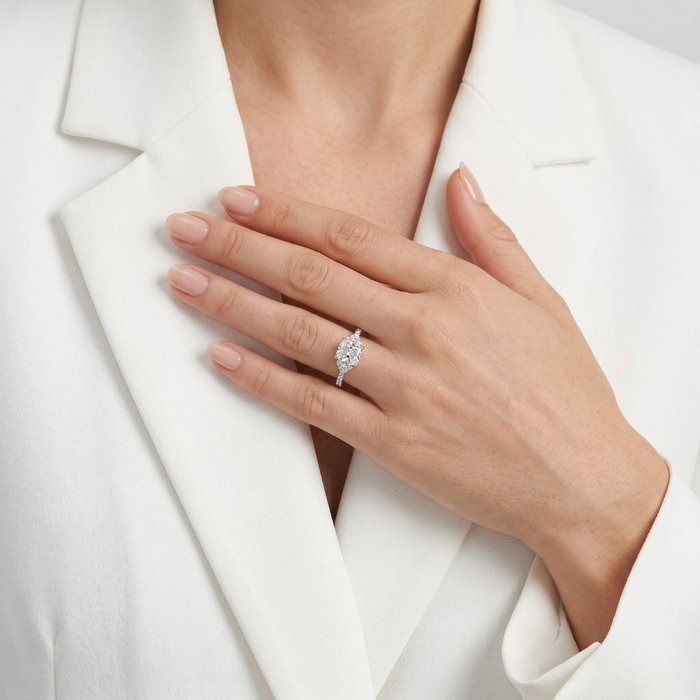 1.41 Carats IGI Certified Natural Diamond 18k White Gold Pave Ring