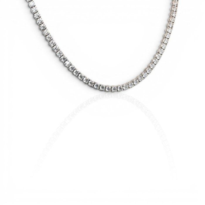 14.33 Carats IGI Certified Natural Diamond 18K White Gold Necklace