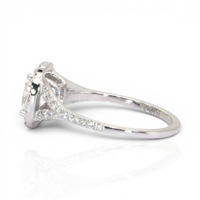 1.43 Carats IGI Certified Natural Diamond 18K White Gold Halo Ring