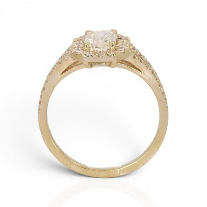 1.43 Carats IGI Certified Natural Diamond 18k Yellow Gold Halo Ring
