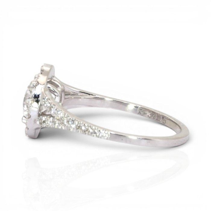 1.51 Carats IGI Certified Natural Diamond 18K White Gold Halo Ring