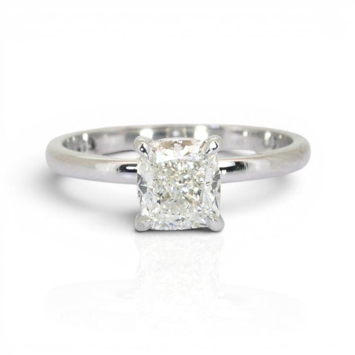 1.51 Carats IGI Certified Natural Diamond 18K White Gold Solitaire Ring