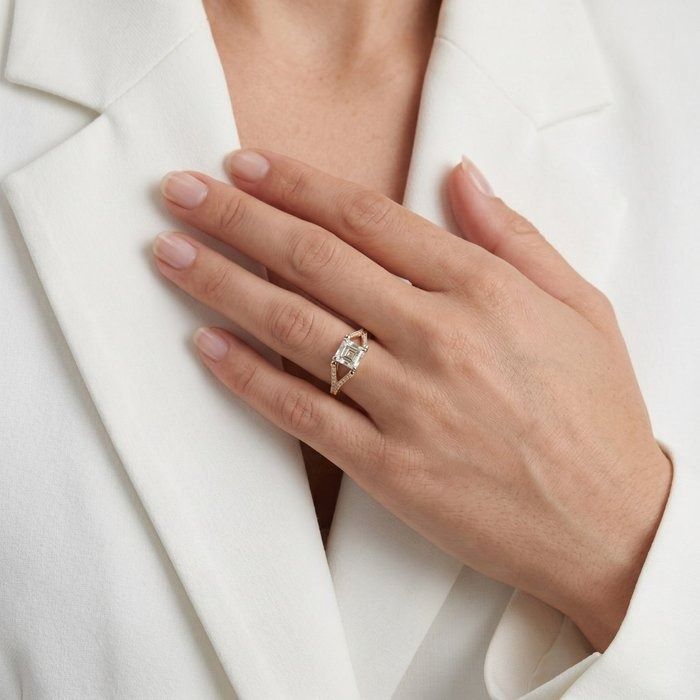1.76 Carats IGI Certified Natural Diamond 18K Yellow Gold Pave Ring