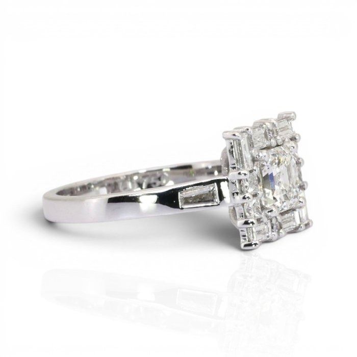 1.80 Carats GIA Certified Natural Diamond 18K White Gold Cluster Ring