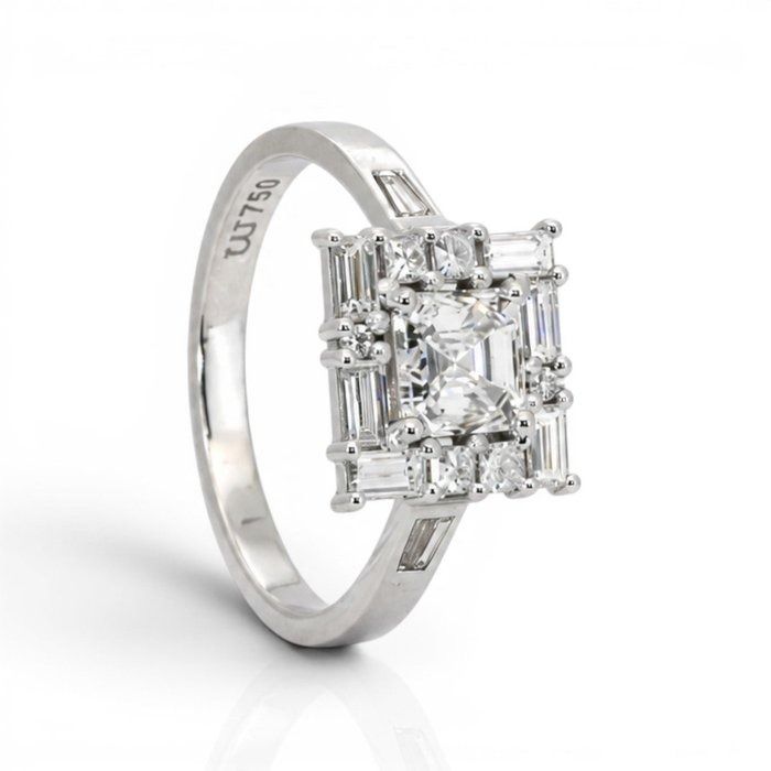 1.80 Carats GIA Certified Natural Diamond 18K White Gold Cluster Ring