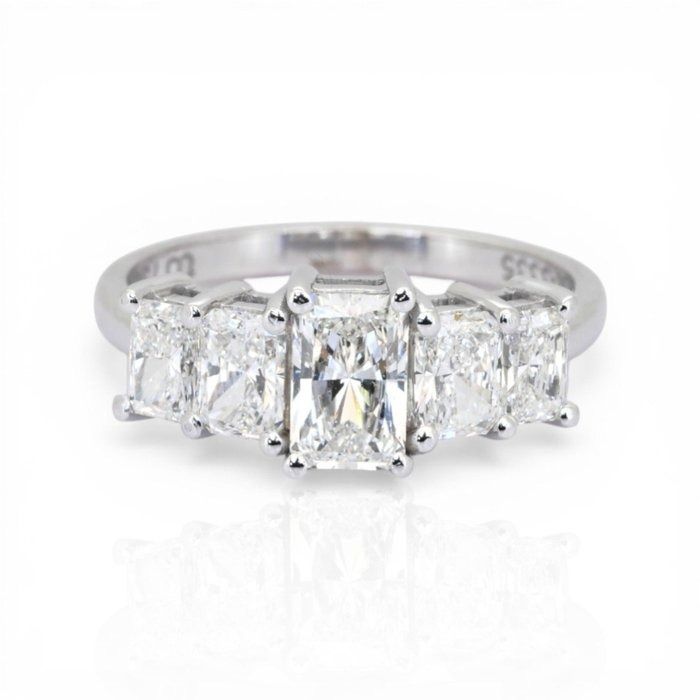 1.83 Carat GIA Certified 18K White Gold 5-Stone Ring