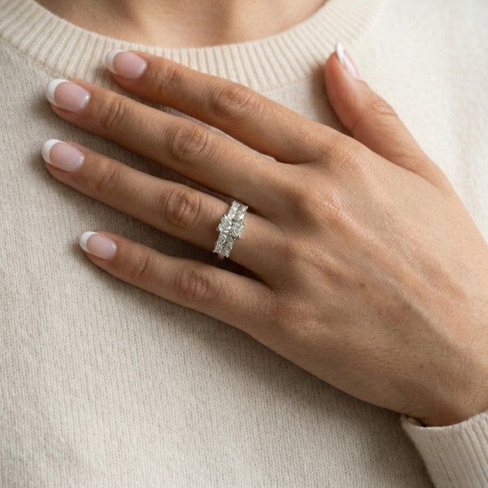 1.83 Carat GIA Certified 18K White Gold 5-Stone Ring