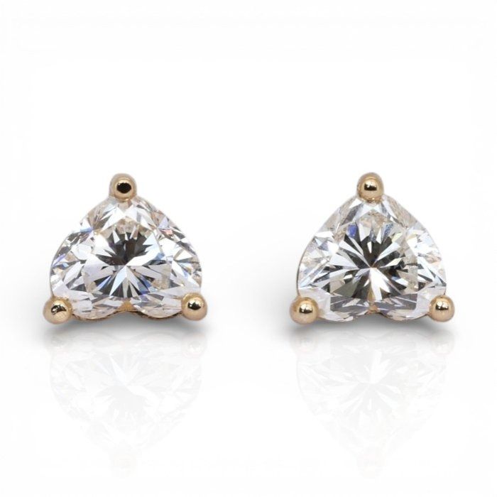 1,85 Karat GCI-zertifizierte Naturdiamant-Ohrstecker aus 18k Gelbgold