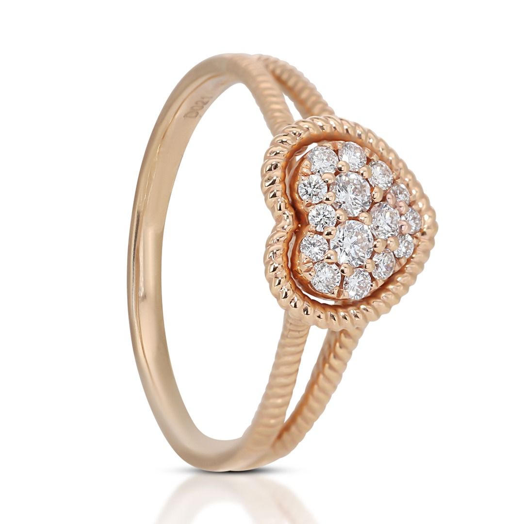 18K Rose Gold Heart-shaped Ring with 0.25ct Natural Diamond