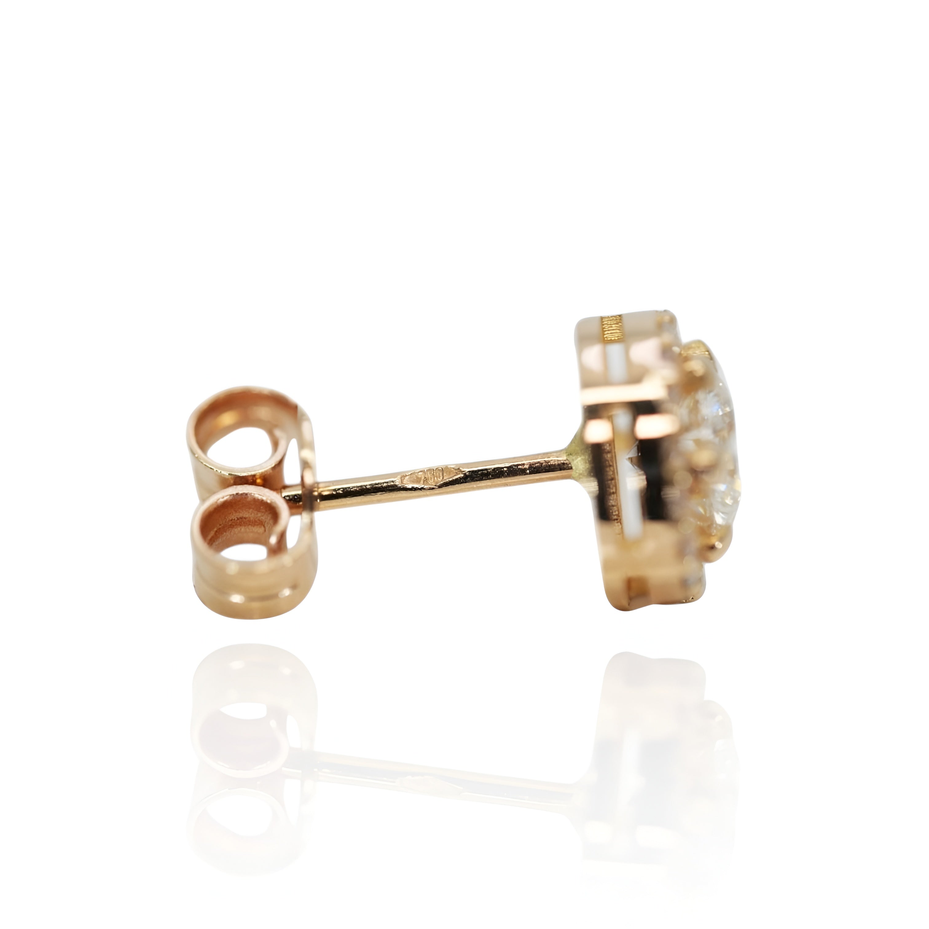 18k Yellow Gold Halo Earrings 0.80 carats Diamond Stud Earrings - IGI Certificate