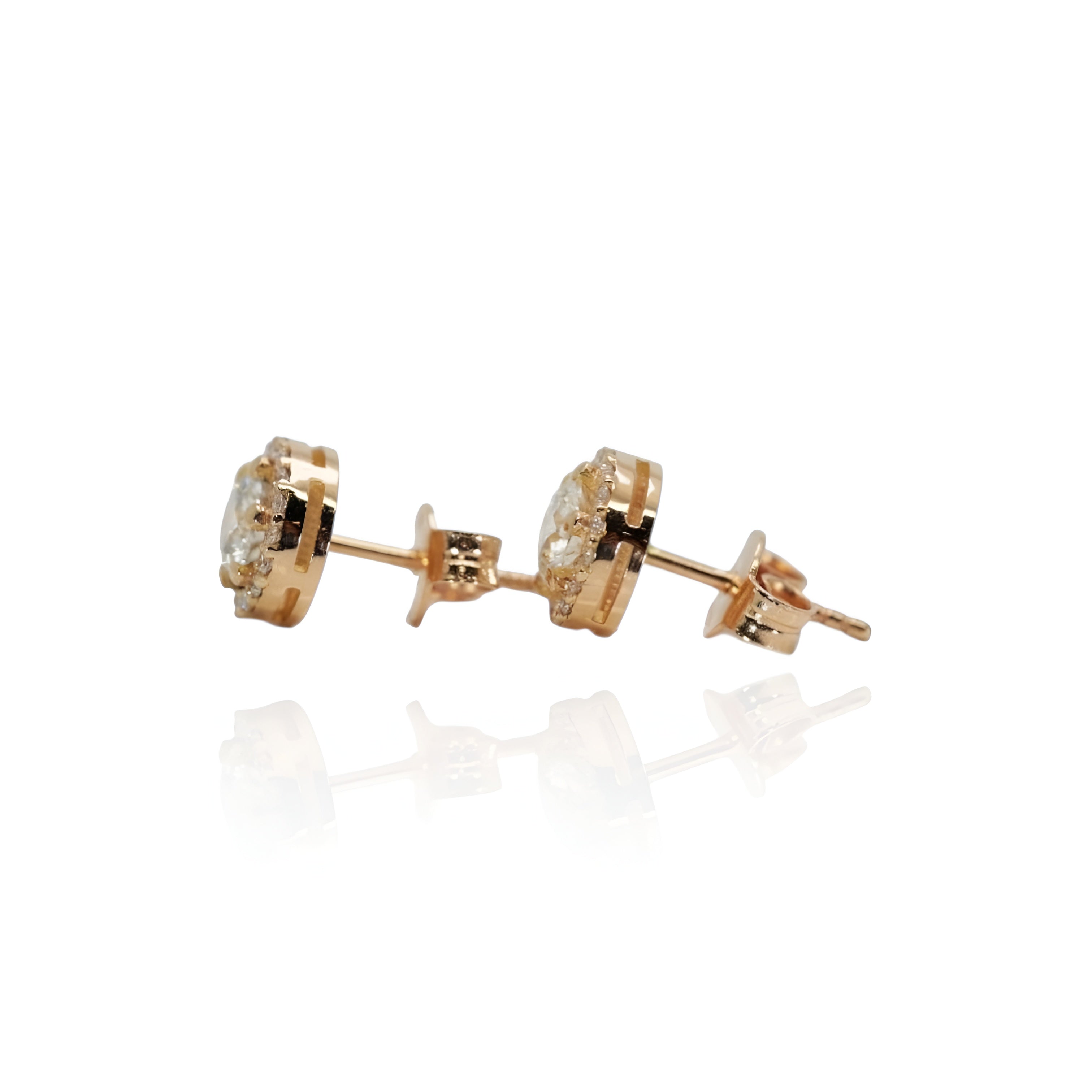18k Yellow Gold Halo Earrings 0.80 carats Diamond Stud Earrings - IGI Certificate